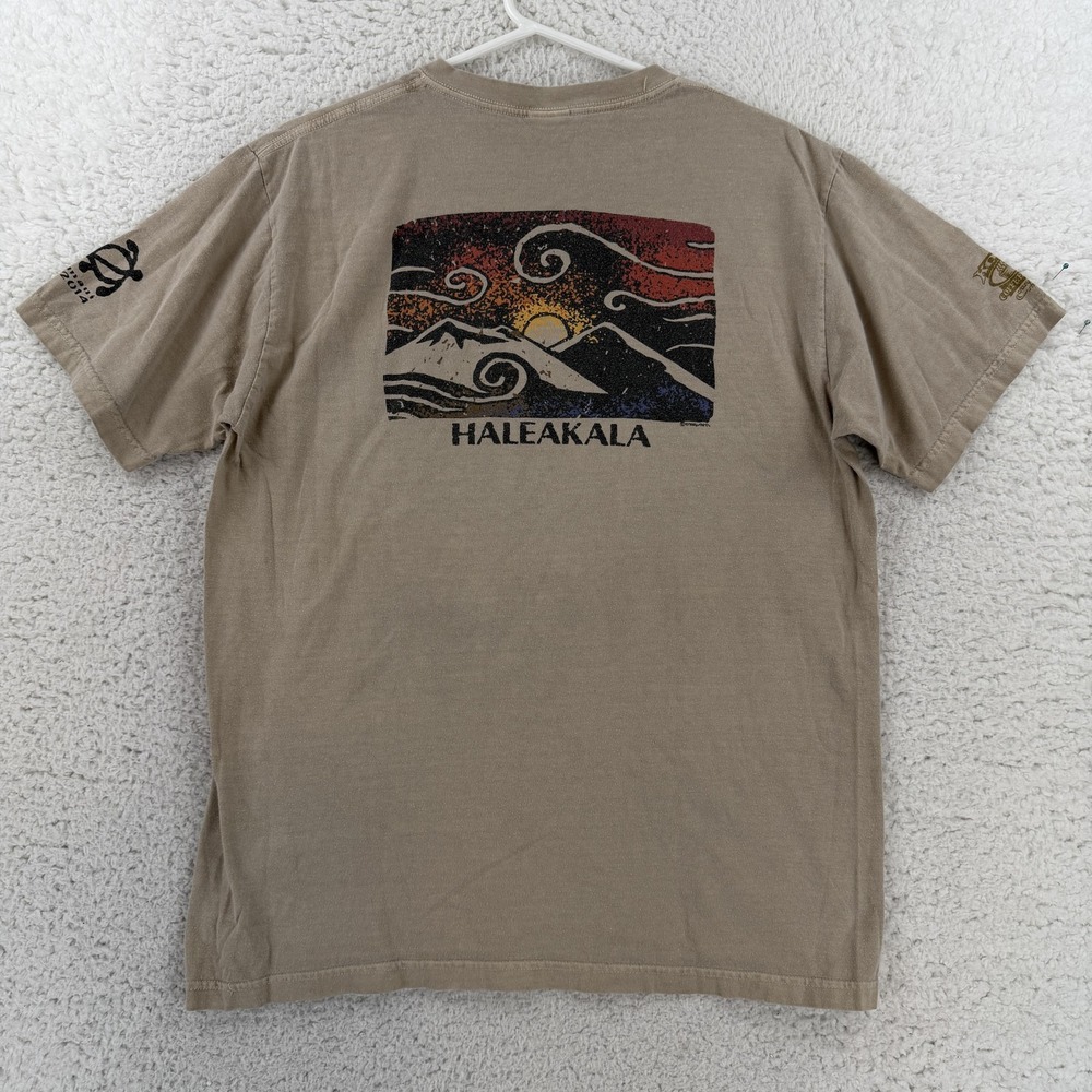 Crazy Shirts Mens Medium Beige Haleakala Maui Kona Coffee Dyed Tee T-Shirt